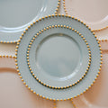 Premium Plastic Plates with Gold Studded Rim- Muted Blue (10pcs)
