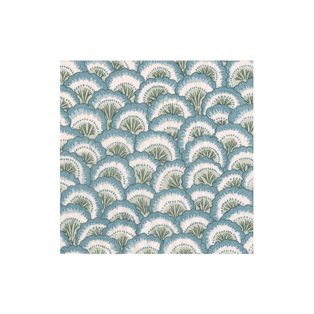 Premium Paper Napkins- Muted Blue Scallop- Cocktail Napkin