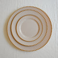 Premium Plastic Plates with Gold Studded Rim- Warm Taupe (10pcs)