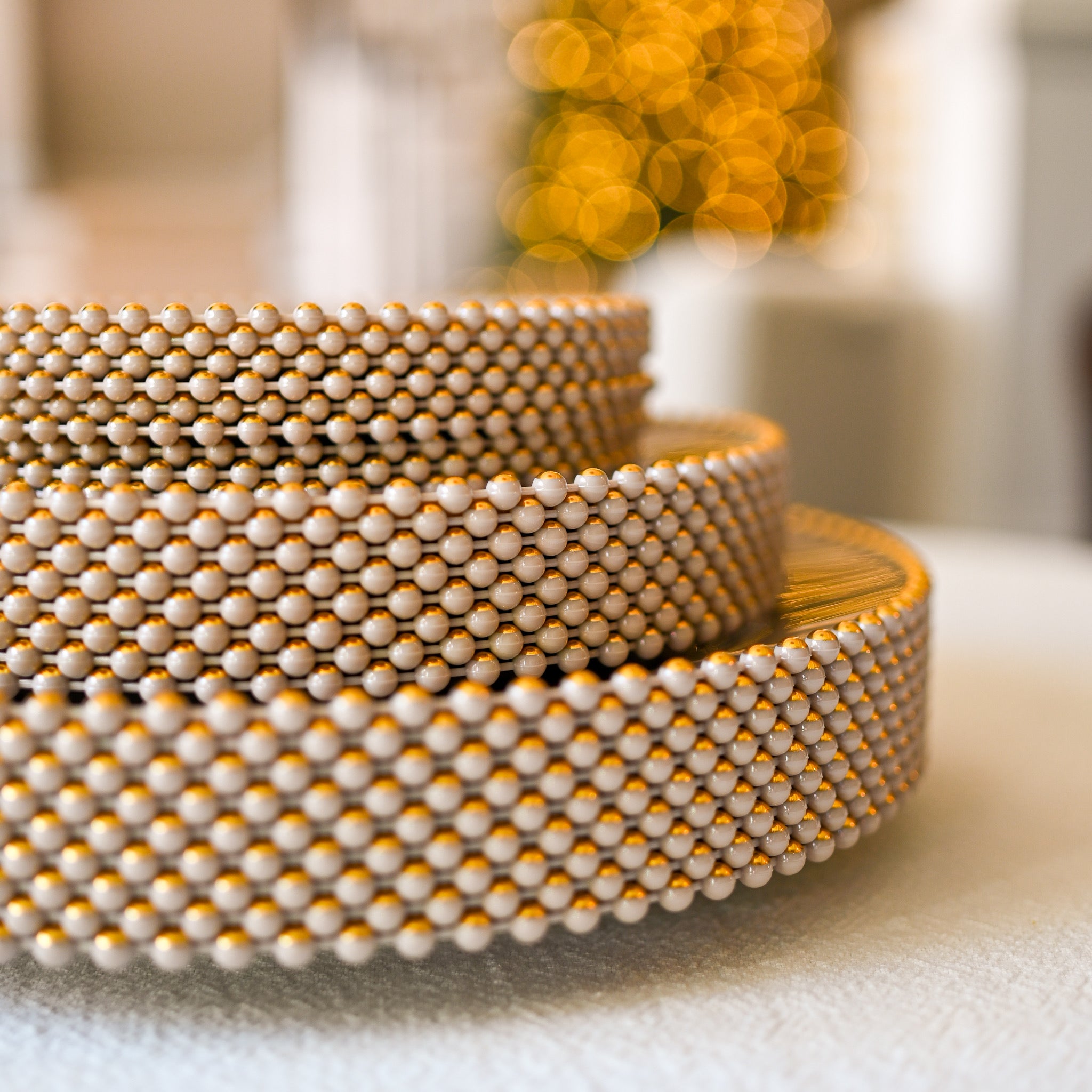 Premium Plastic Plates with Gold Studded Rim- Warm Taupe (10pcs)