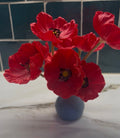 Poppies in blue vase- custom