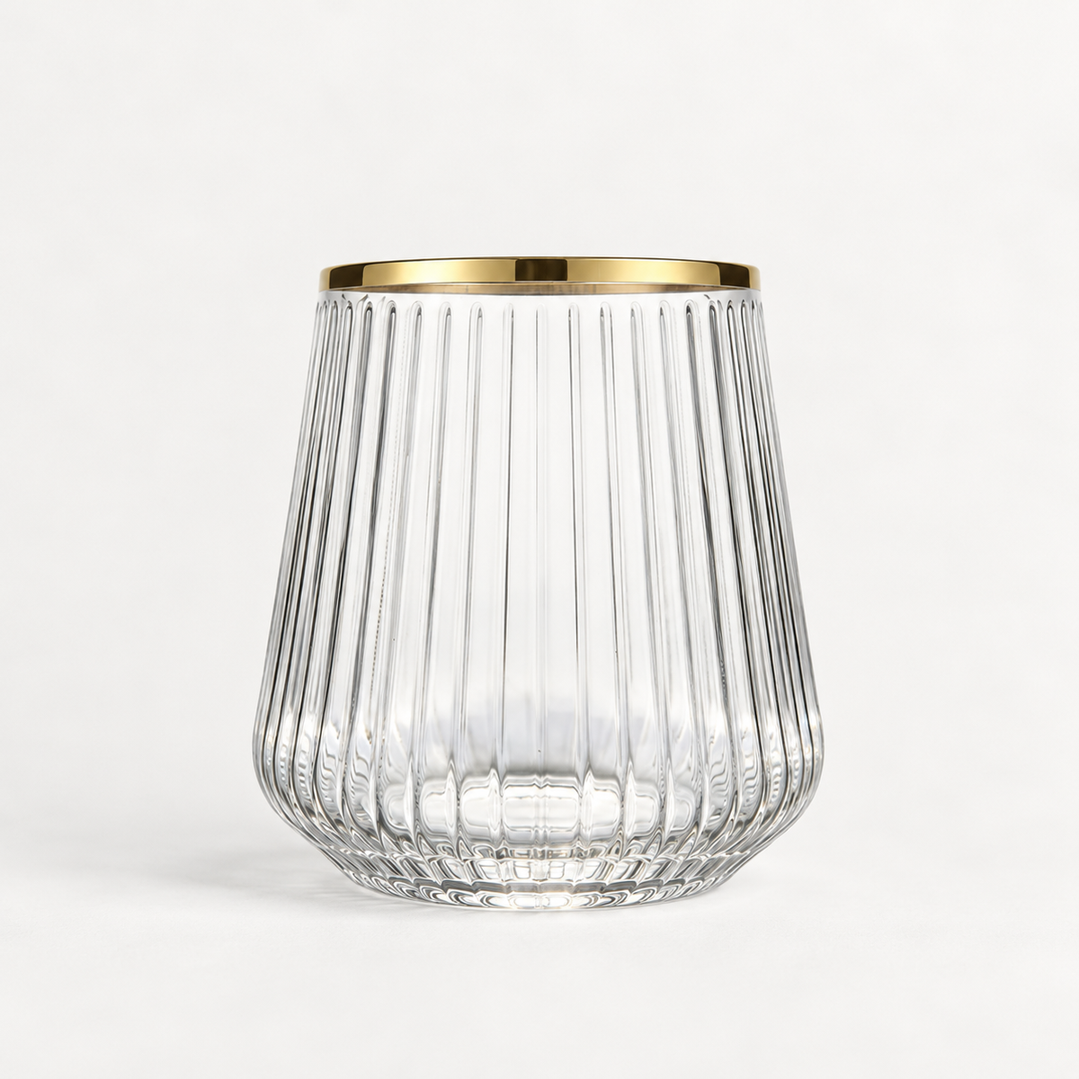Plastic Ribbed Tumbler with Gold Rim