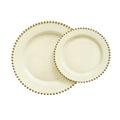 Premium Disposable Plastic Plates- Cream with Gold Studded Rim