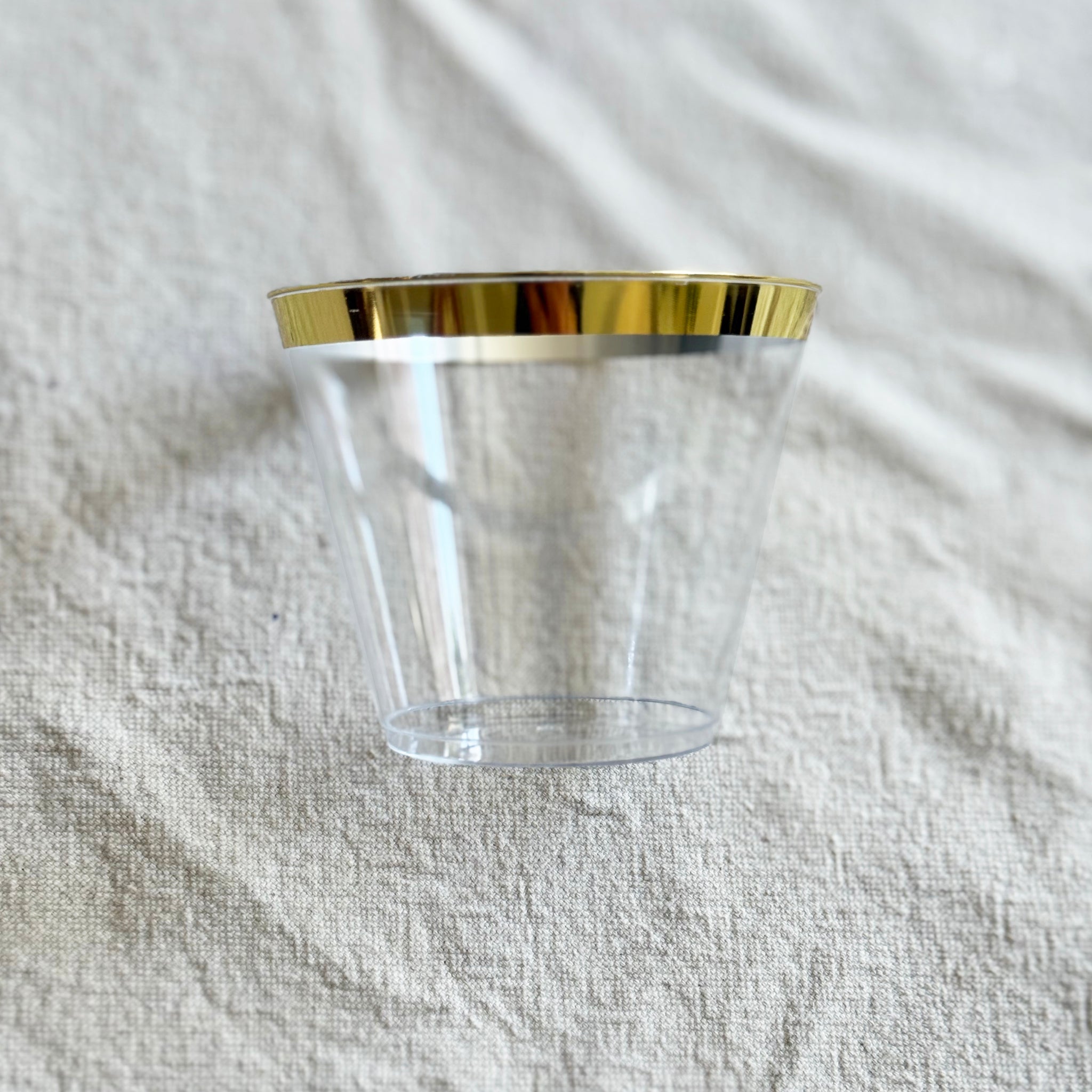 Plastic Tumbler- Clear with Gold Rim