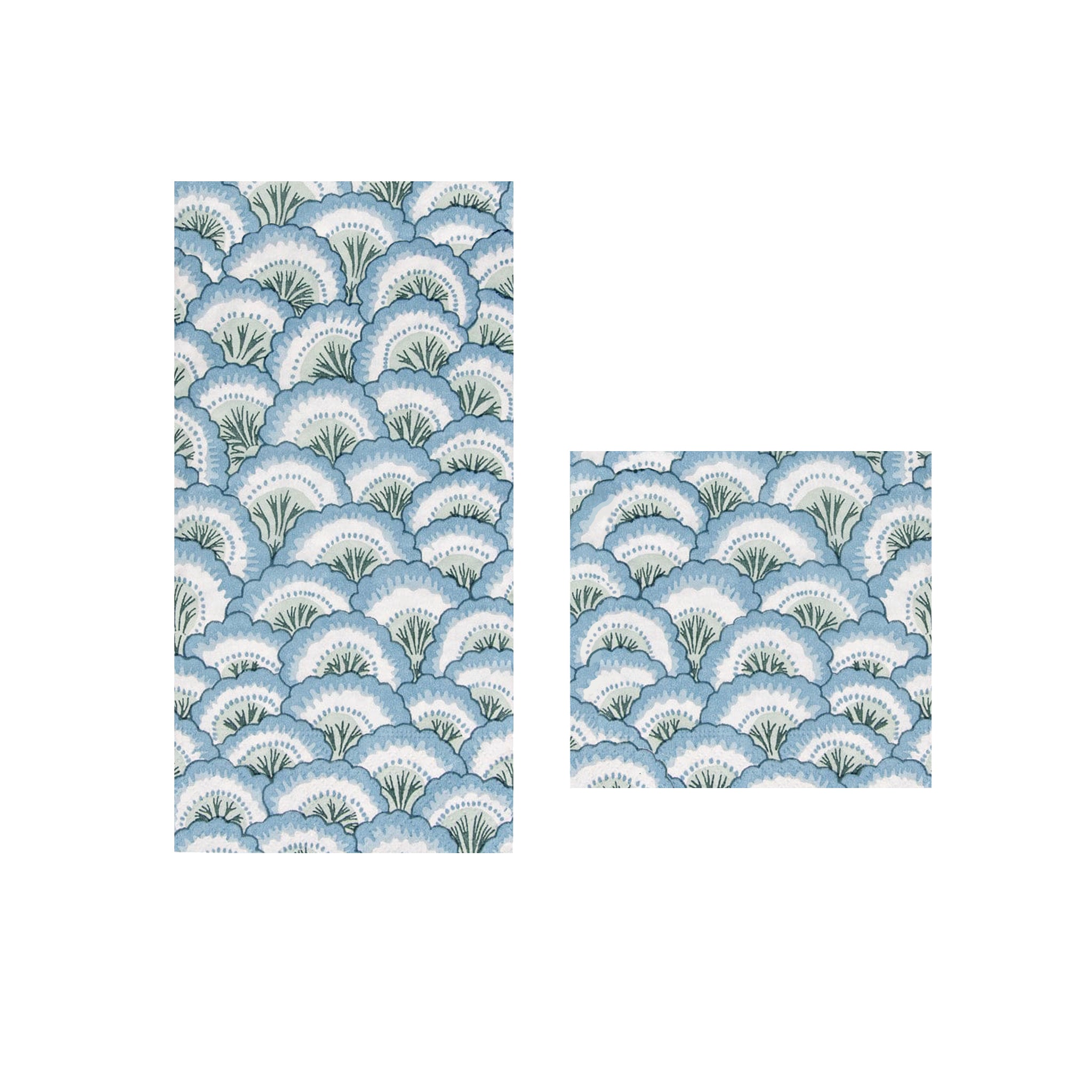 Premium Paper Napkins- Muted Blue Scallop