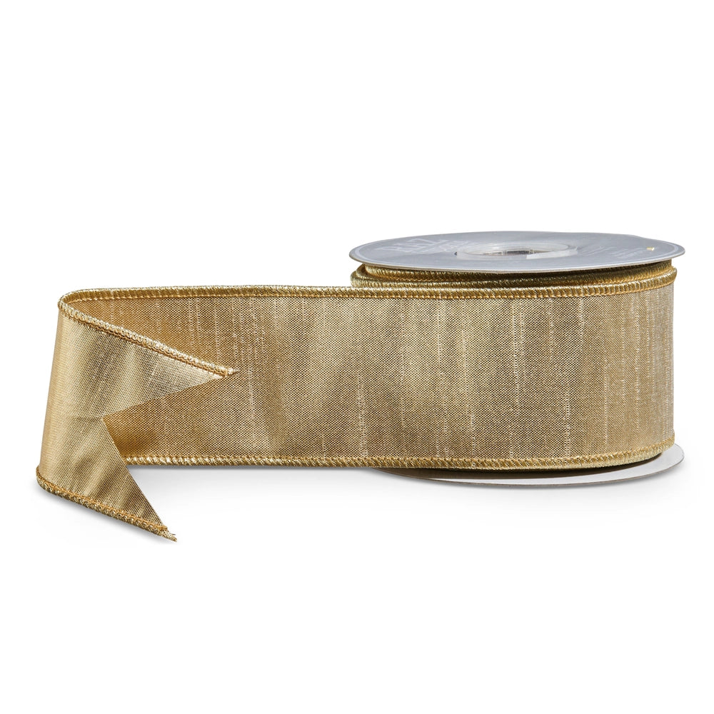 Wired Ribbon- 2.5" X 10 Yds Gold Metallic