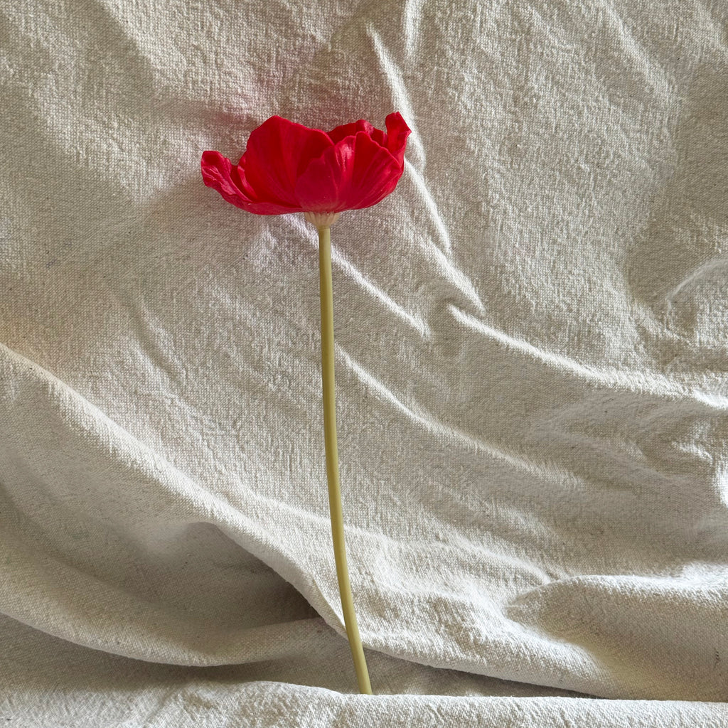 Faux Real Touch Poppies in Petite Vintage Pewter Vase