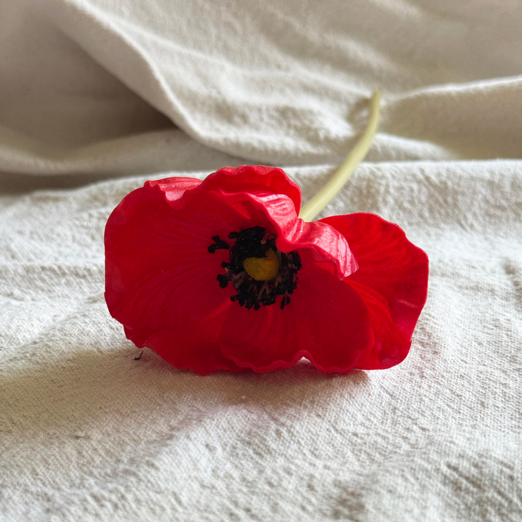 Faux Real Touch Poppies in Petite Vintage Pewter Vase