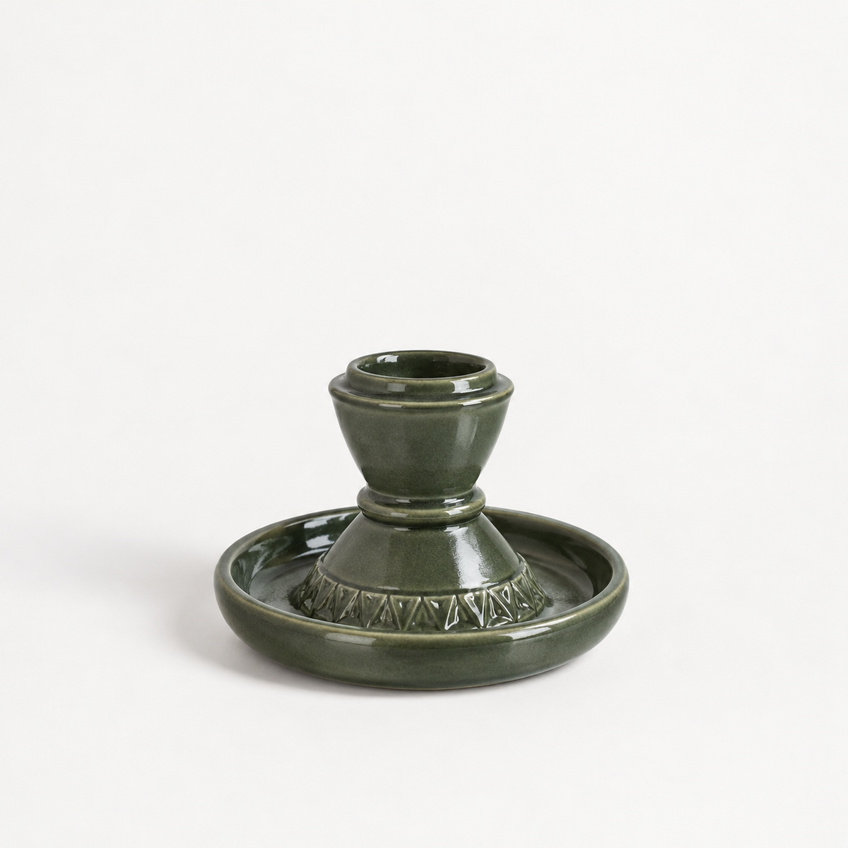 Candle Holders- Set of 2- Antique Green