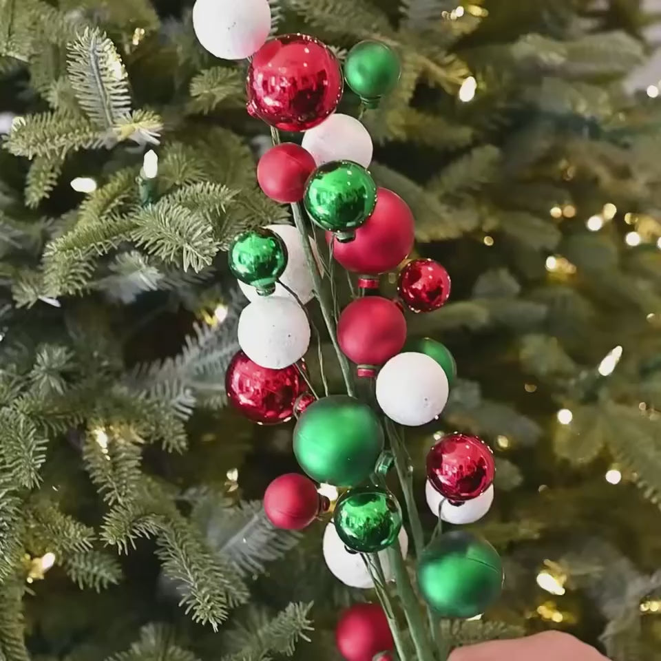 Bauble Spray- Red, Green and White (31")